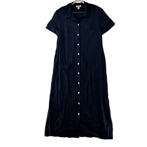Talbots Shirt‎ Dress Midi Button Down Short Sleeve Pockets Career Casual Size 12